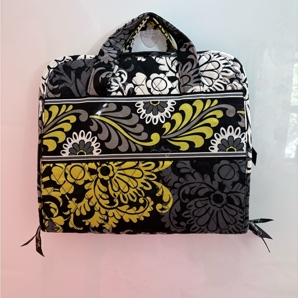 Floral Black and Yellow Women's Hanging Toiletry Bag p303